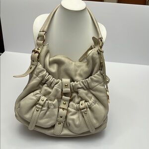 MICHAEL Michael Kors Cream Shoulder Bag with Gold Hardware